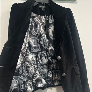 House of Widow Velvet Black Tailored Blazer Suit Jacket large new w tags